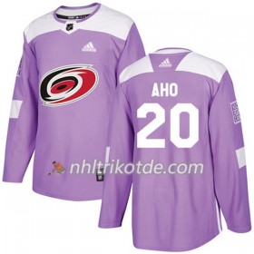 Carolina Hurricanes Trikot Sebastian Aho 20 Adidas 2017-2018 Lila Fights Cancer Practice Authentic - Herren